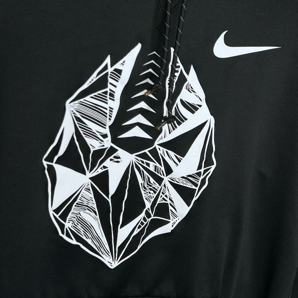 NIKE BLACK PULLOVER HOODIE WITH POCKETS FOOTBALL PRINT - Picture 3 of 5